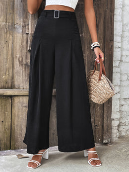 Ruched High-Waist Wide-Leg Pants | Forever 40