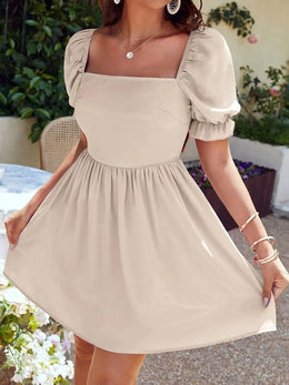Square Neck Flounce Sleeve Dress | Forever 40