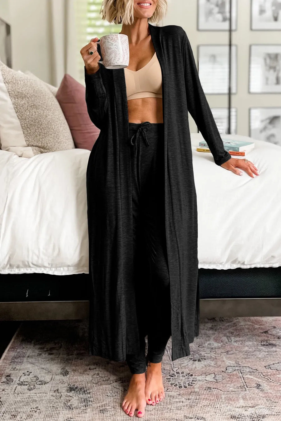 Open Front Cardigan Pants Set | Forever 40