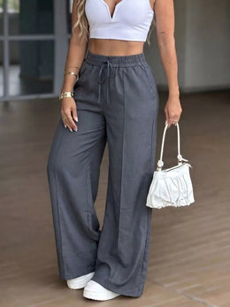 High-Waisted Wide-Leg Drawstring Pants | Forever 40