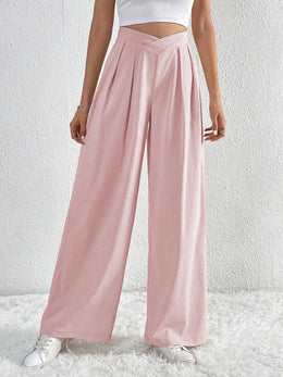 V-Waisted Ruched Wide-Leg Pants | Forever 40