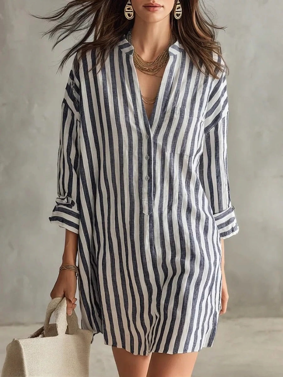 Striped 3/4 Sleeve Dress Plus | Forever 40