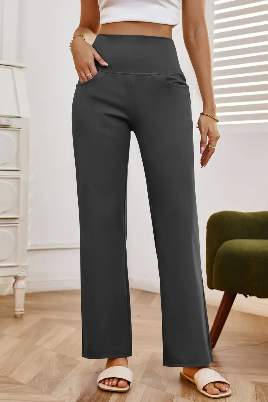 High Waist Wide Leg Pants with Pockets | Forever 40