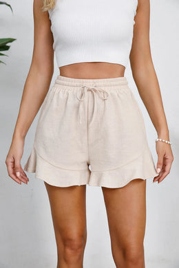 Drawstring Ruffle Hem Shorts | Forever 40